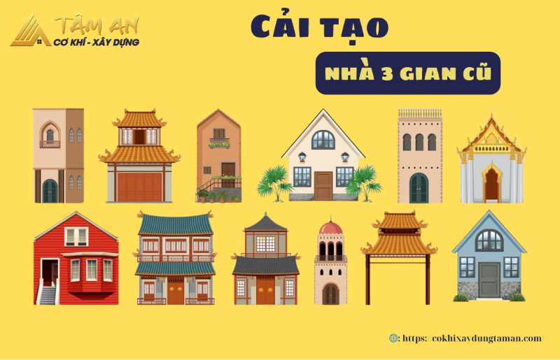 Phương án cải tạo nhà 3 gian cũ hiện đại, ấn tượng
