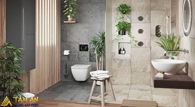 Kích thước, diện tích nhà vệ sinh - nhà tắm tiêu chuẩn 2025 12 Sử dụng nhiều cây xanh