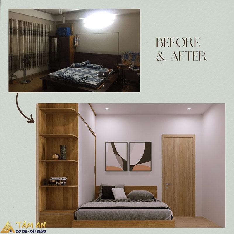 6 Bước cải tạo phòng ngủ nhanh, đẹp, tiện nghi, tiết kiệm 8 Sau khi cải tạo, phòng ngủ trở nên rộng rãi, thông thoáng hơn