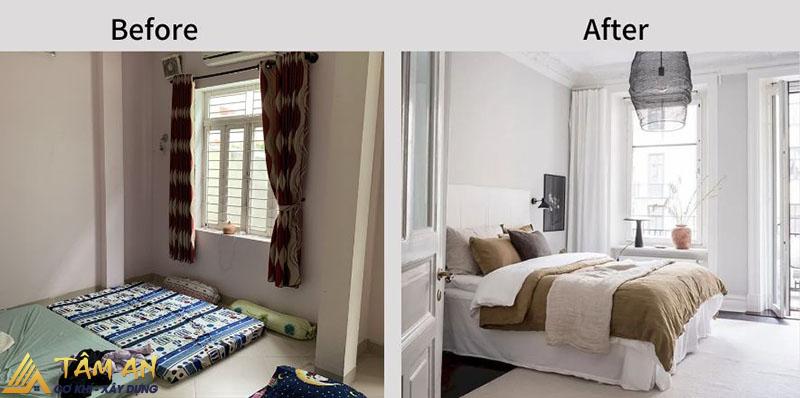 6 Bước cải tạo phòng ngủ nhanh, đẹp, tiện nghi, tiết kiệm 10 Mẫu cải tạo phòng ngủ này được sơn lại tường, làm mới nội thất hoàn toàn