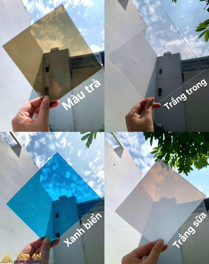 Mái nhựa Polycarbonate trong suốt nhiều màu sắc, xuyên sáng tốt