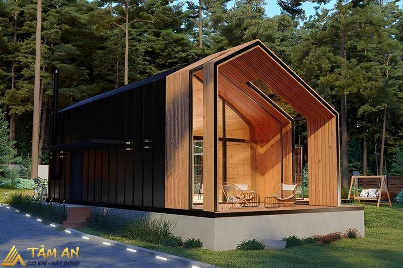Tổng hợp mẫu nhà tiền chế dưới 100 triệu đẹp, tiện nghi 6 Mẫu nhà tiền chế dưới 100 triệu bằng chất liệu tôn giả gỗ