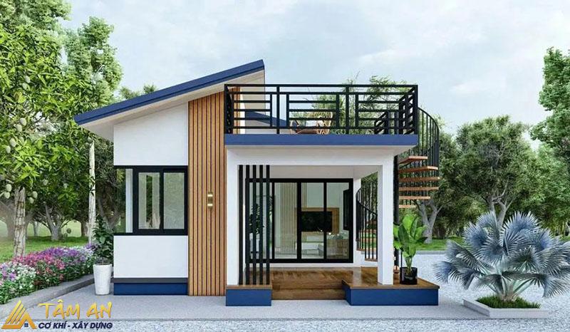 Tổng hợp mẫu nhà tiền chế dưới 100 triệu đẹp, tiện nghi 8 Thiết kế nhà lắp ghép dưới 100 triệu có 2 phòng ngủ