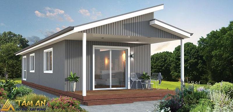 Tổng hợp mẫu nhà tiền chế dưới 100 triệu đẹp, tiện nghi 9 Thiết kế nhà tiền chế đơn giản với gam màu xám chủ đạo