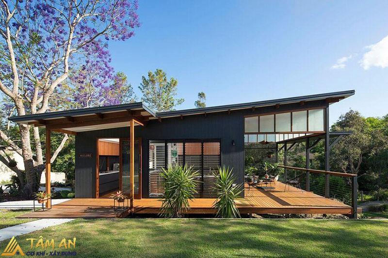 Tổng hợp mẫu nhà tiền chế dưới 100 triệu đẹp, tiện nghi 10 Mẫu nhà tiền chế dưới 100 triệu với gam màu đen sang trọng, hiện đại