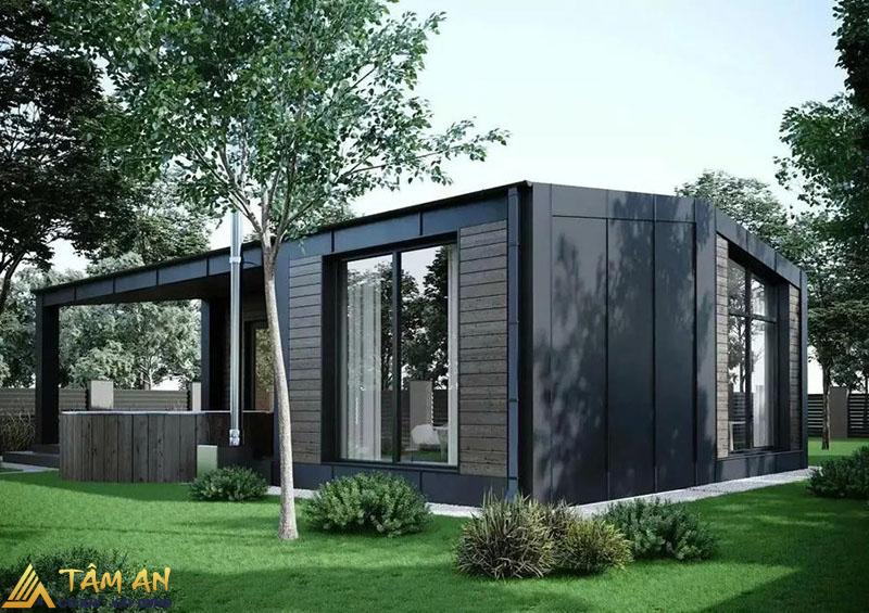 Tổng hợp mẫu nhà tiền chế dưới 100 triệu đẹp, tiện nghi 11 Mẫu nhà tiền chế gam màu đen sang trọng, thiết kế cửa sổ giúp đón nắng hiệu quả
