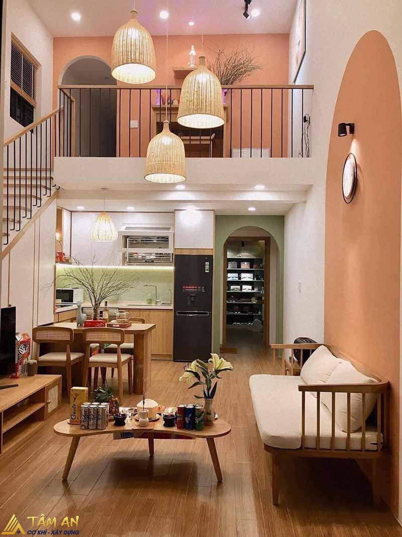 Nhà phố diện tích 30m2 sau khi được cải tạo, thiết kế thêm gác lửng mang đến không gian sống tiện nghi