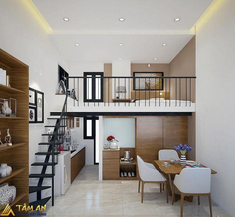Với những ngôi nhà diện tích 15m2, gia chủ khi cải tạo nên bố trí thêm gác lửng