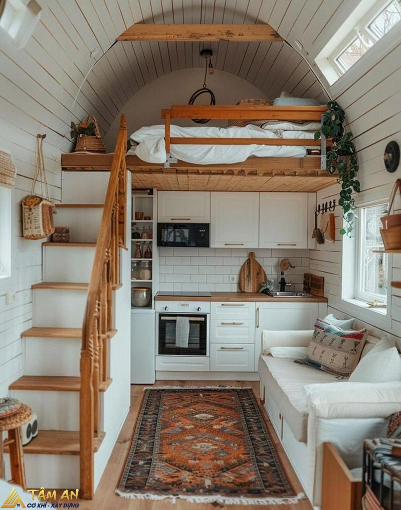 5 Ý tưởng cải tạo nhà 20m2 đẹp, tiết kiệm chi phí 5 Căn hộ 20m2 được cải tạo theo phong cách Bắc Âu với giường tầng tiết kiệm diện tích