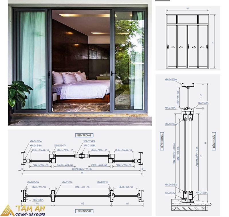 50+ Mẫu cửa nhôm kính 4 cánh đẹp, giá tốt 2026