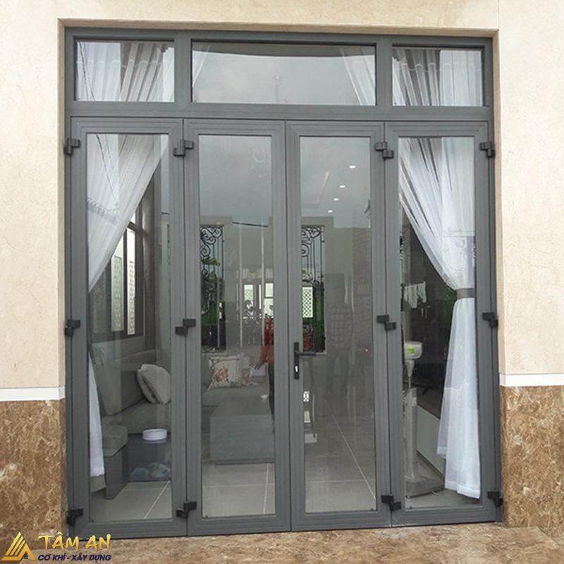 Thiết kế cửa nhôm kính 4 cánh mở quay