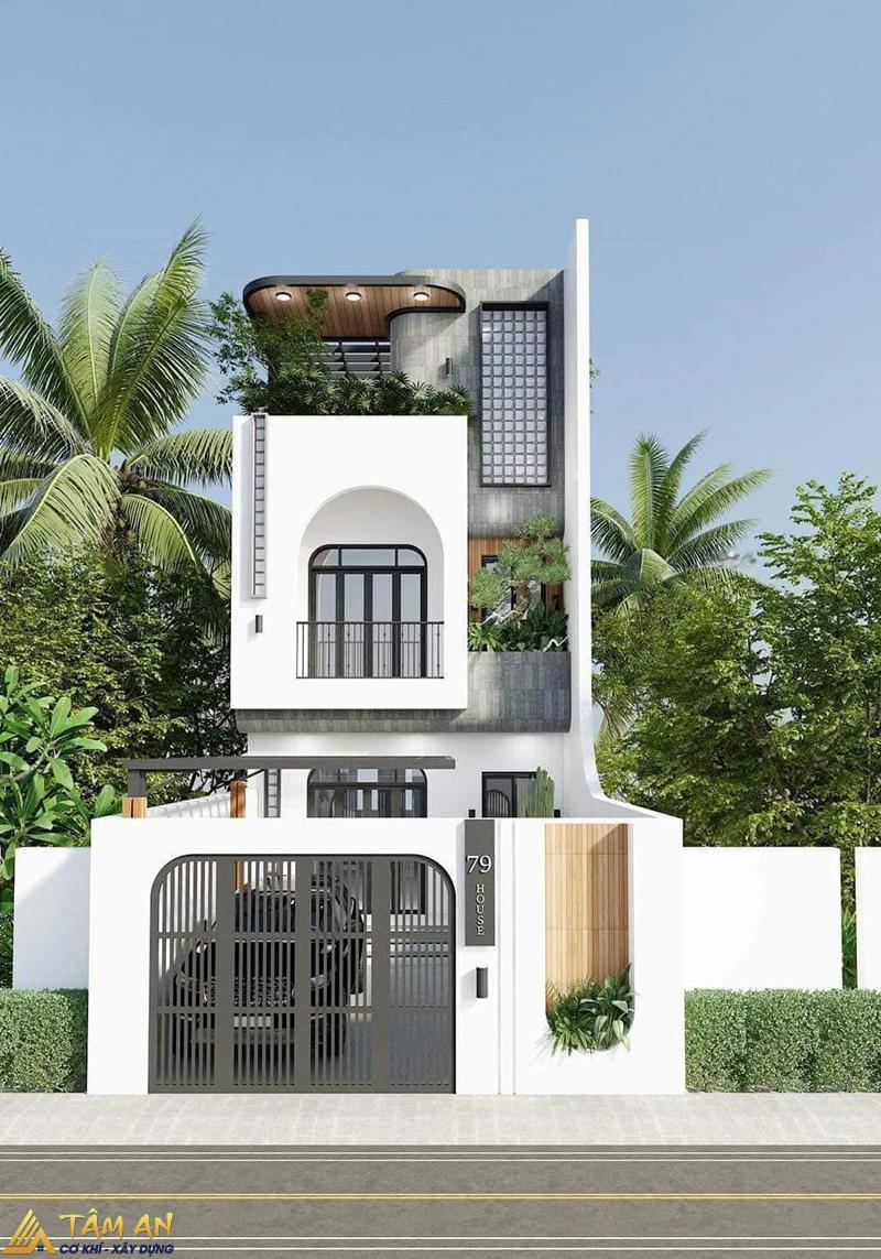 Thiết kế cổng nhà phố với 4 cánh tiện lợi