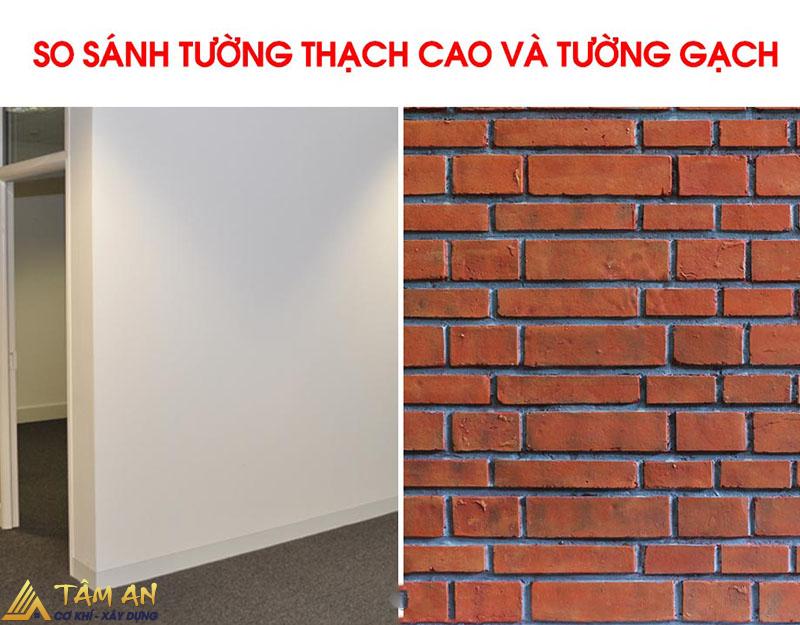 Tường thạch cao nhẹ, thi công nhanh nhưng tường gạch lại có độ bền cao, chắc chắn